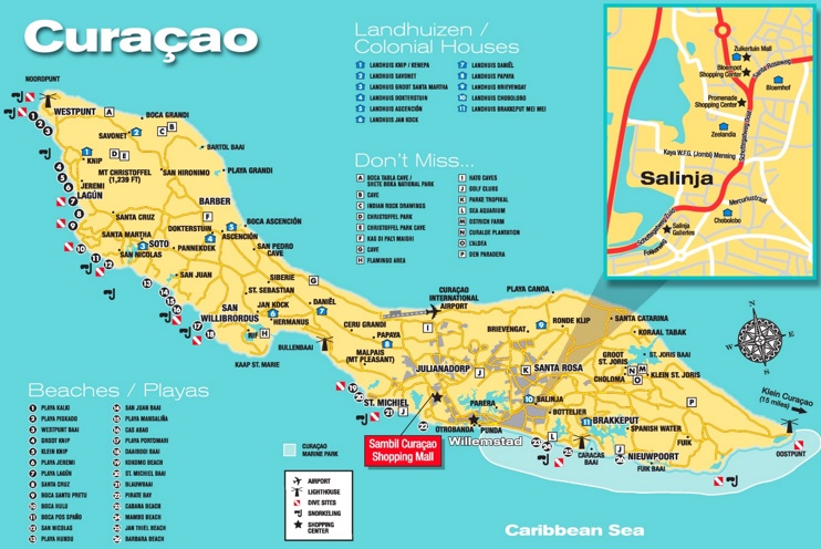 Curaçao dive site map